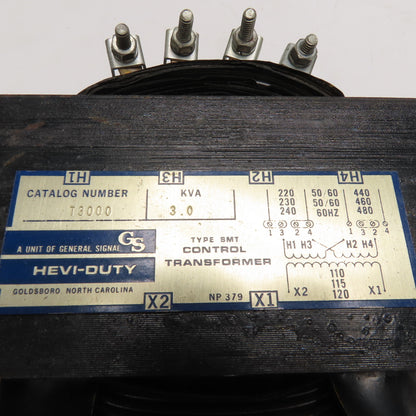 Hevi-Duty T3000 3.0kVA SMT Control Transformer 220-480V Pri 110-120V Sec