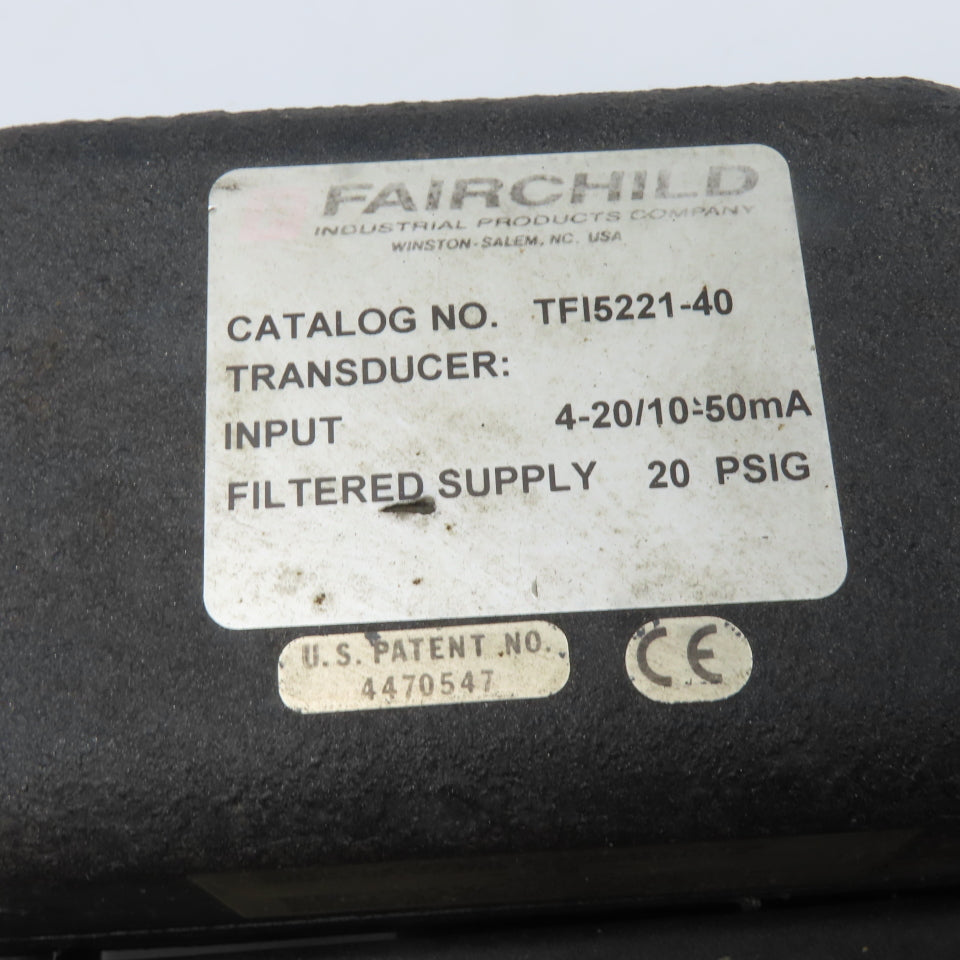 Fairchild TFI5221-40 Electro-Pneumatic Transducer with Relay