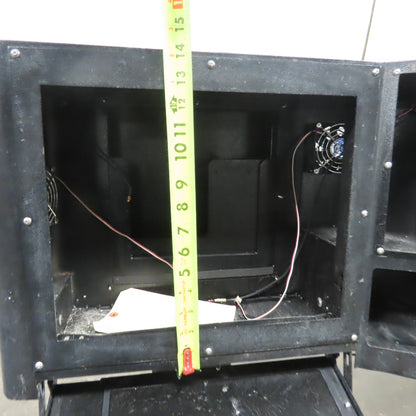 Industrial Pedestal Monitor Enclosure with Cooling Fans and Keyboard Tray