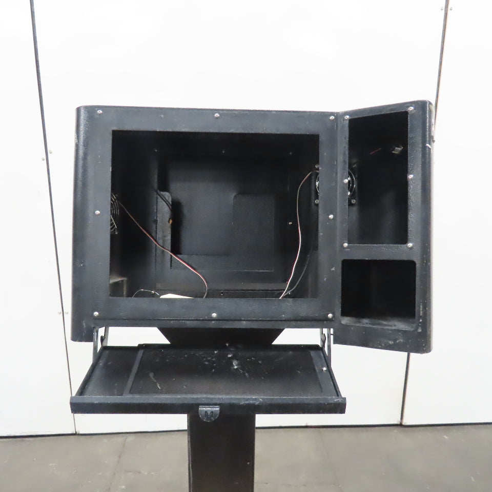 Industrial Pedestal Monitor Enclosure with Cooling Fans and Keyboard Tray