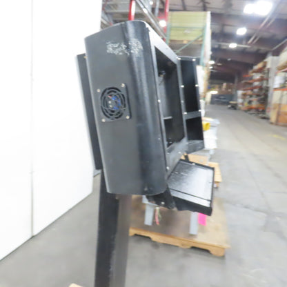 Industrial Pedestal Monitor Enclosure with Cooling Fans and Keyboard Tray