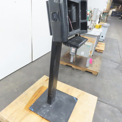 Industrial Pedestal Monitor Enclosure with Cooling Fans and Keyboard Tray