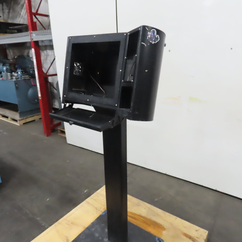 Industrial Pedestal Monitor Enclosure with Cooling Fans and Keyboard Tray