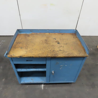 Industrial Rolling Workstation Cabinet W/ Drawer and Locking Storage 42"x24" Top