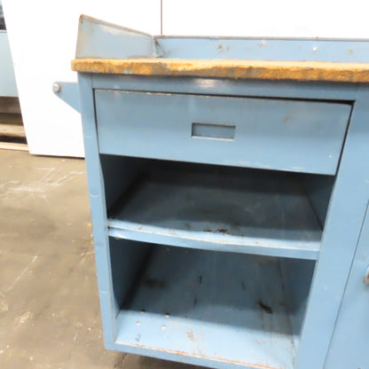 Industrial Rolling Workstation Cabinet W/ Drawer and Locking Storage 42"x24" Top