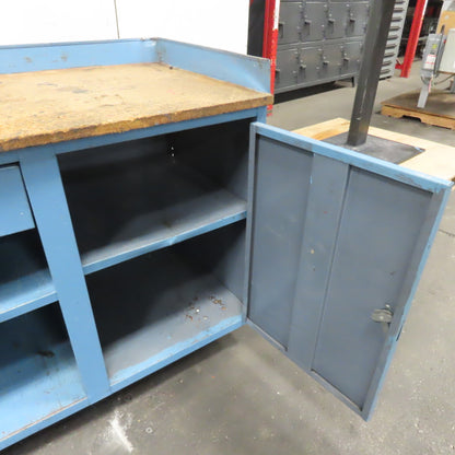Industrial Rolling Workstation Cabinet W/ Drawer and Locking Storage 42"x24" Top
