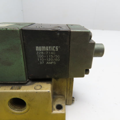 Numatics 554SA43AK000030 Solenoid Valve 150 PSI 120VAC 0.37A with Manifold Base
