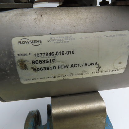 Durco B063S10 AKH3 1" PFA Lined Ball Valve 150 PSI with Automax Actuator