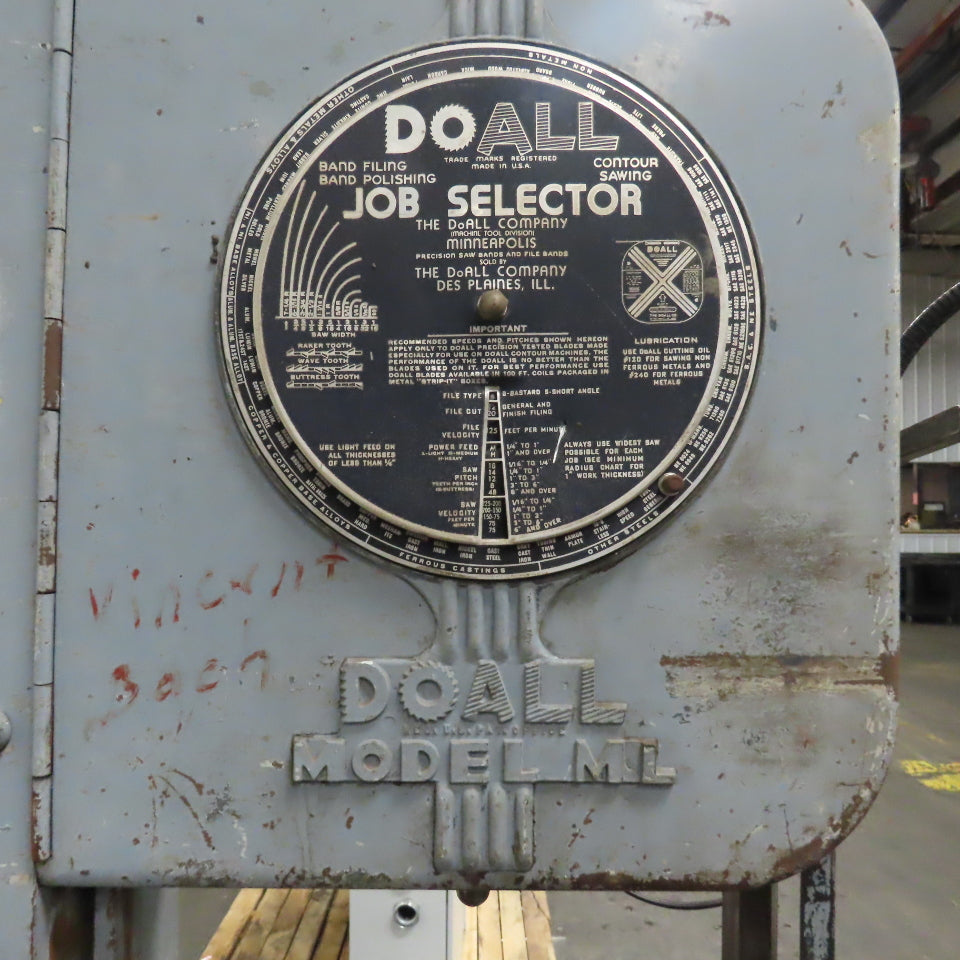DoAll Model ML 16" Vertical Contour Band Saw With Job Selector 1HP 1Ph 115/230V