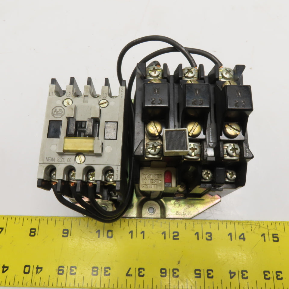 Allen Bradley 509-TOD Size 00 Motor Starter Overload 600VAC 2Hp Max W23 Heaters
