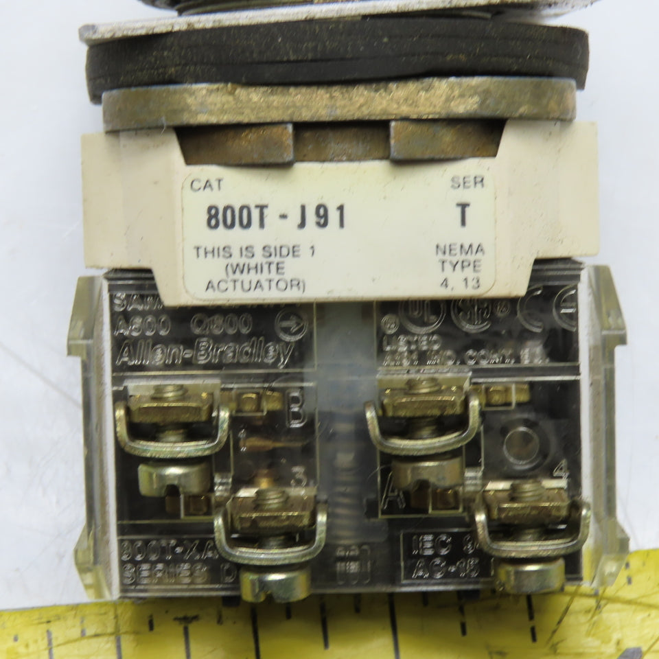 Allen-Bradley 800T-J91 3-Position Momentary Contact Selector Switch NEMA 4 13