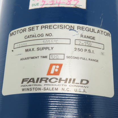 Fairchild 1210B 10163C Motor Set Precision Air Regulator 2-150 PSI 250 PSI Max