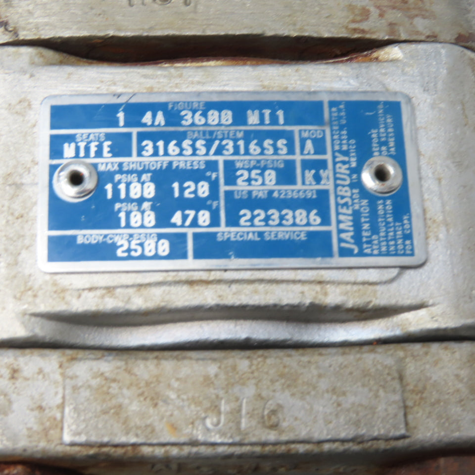 Jamesbury 4A 3600 MT1 1" 316SS Ball Valve with ST 50E Pneumatic Actuator