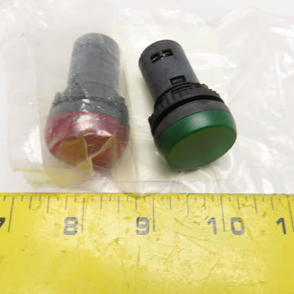 Baco Controls L20SC20M L20SC10M  LED Pilot Lights Red and Green 130VAC Lot of 2