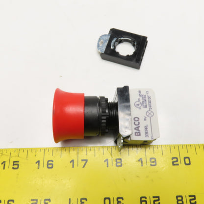 BACO L21AB01-3E01 22mm Illuminated Mushroom Head Push Button Unit 24V AC/DC