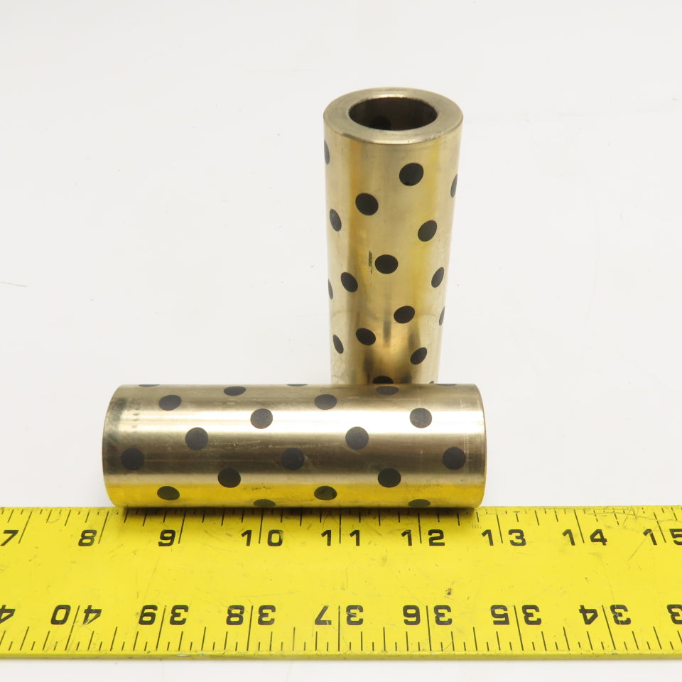 Graphite Plugged Self-Lubricating Bronze Sleeve Bearings 25x40x116mm Lot of 2