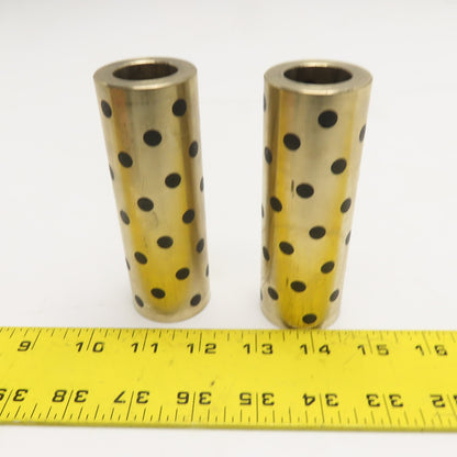Graphite Plugged Self-Lubricating Bronze Sleeve Bearings 25x40x116mm Lot of 2