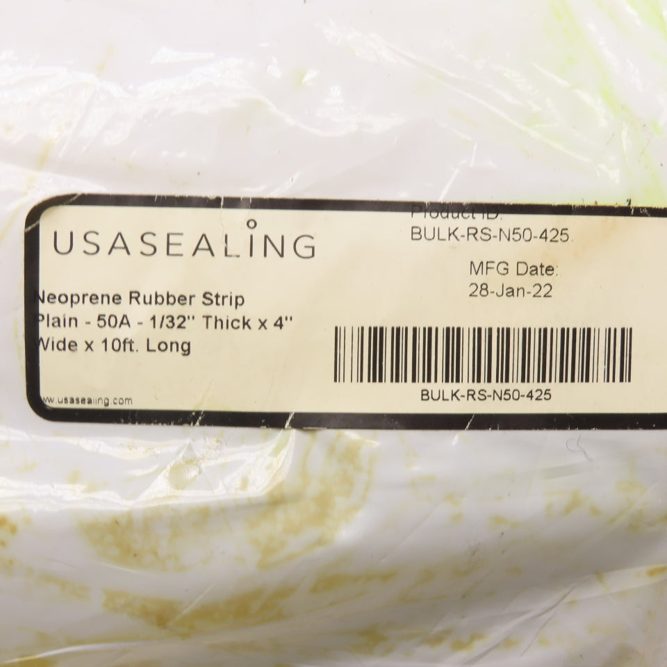 USASEALING BULK-RS-N50-425 Neoprene Rubber Strip 1/32" Thick x 4" Wide x 10'