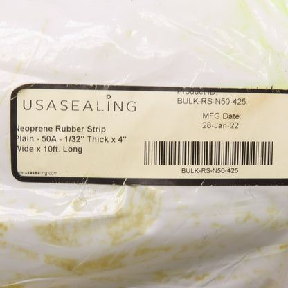 USASEALING BULK-RS-N50-425 Neoprene Rubber Strip 1/32" Thick x 4" Wide x 10'
