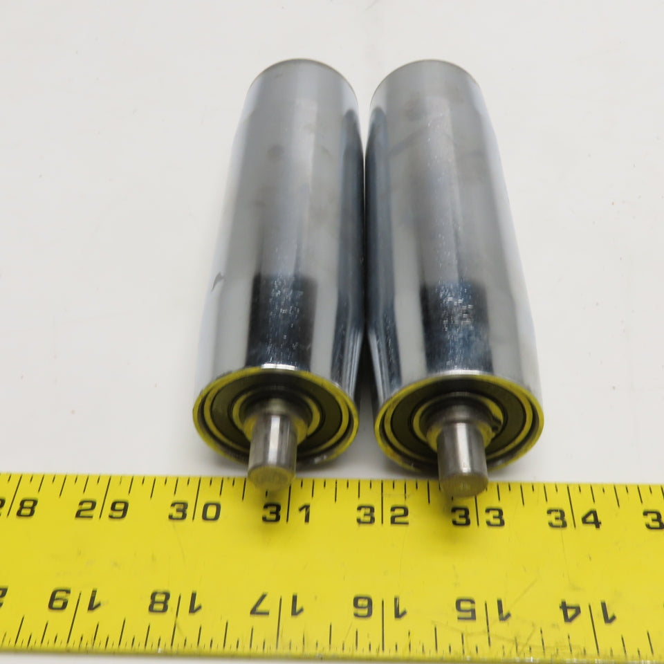 45-48mm Crowned Chrome Conveyor Idler Rollers 12mm Shaft 154mm OAL Lot of 2
