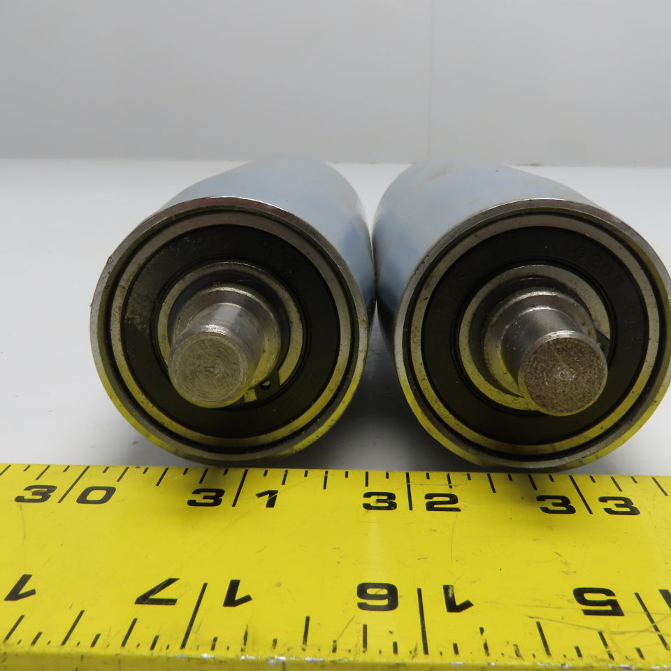 45-48mm Crowned Chrome Conveyor Idler Rollers 12mm Shaft 154mm OAL Lot of 2