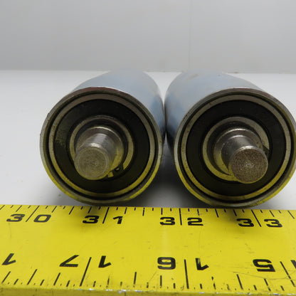45-48mm Crowned Chrome Conveyor Idler Rollers 12mm Shaft 154mm OAL Lot of 2