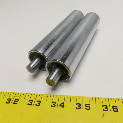 34mm Chrome Conveyor Idler Roller 12mm Shaft 154mm Face Width Lot Of 2