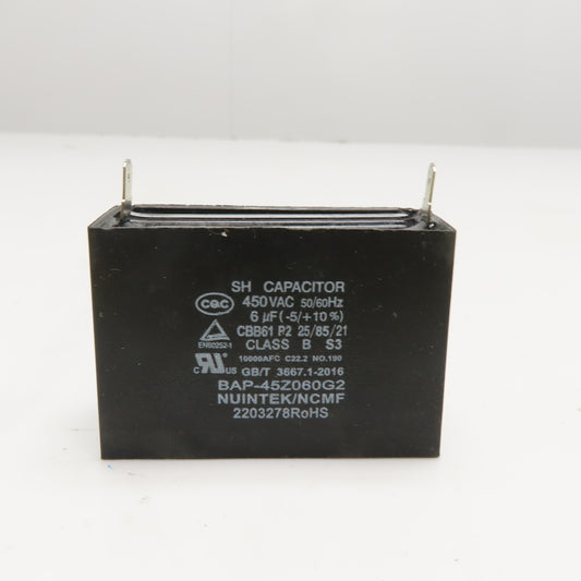 Nuintek BAP-45Z060G2 6uF 450VAC CBB61 Motor Run Capacitor 50/60Hz
