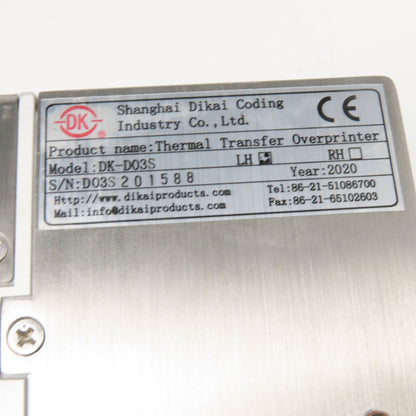 Shanghai Dikai DK-D03S Thermal Transfer Overprinter TTO Coding Machine 2020