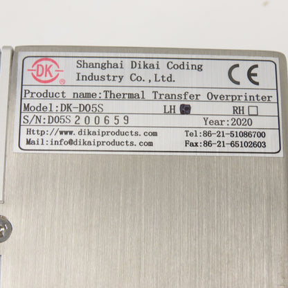 Shanghai Dikai DK-D05S Thermal Transfer Overprinter TTO Coding Machine
