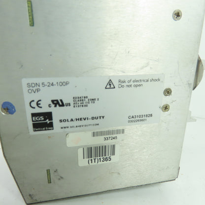 Sola SDN 5-24-100P 24VDC 5A Industrial DIN Rail Power Supply 115/230VAC Input