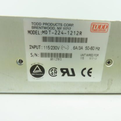 Todd Products MDT-224-1212R Switching Power Supply 115/230VAC Input 115V Wired