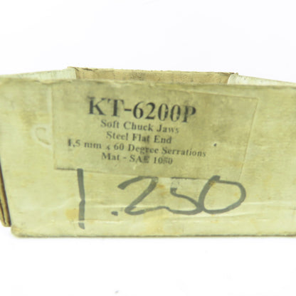 Vertech KT-6200P Soft Chuck Jaws Steel Flat End 1.5mm x 60° Serrations Lot/3