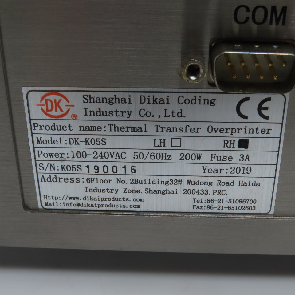 Shanghai Dikai DK-K05S Thermal Transfer Overprinter Controller Parts/Repair