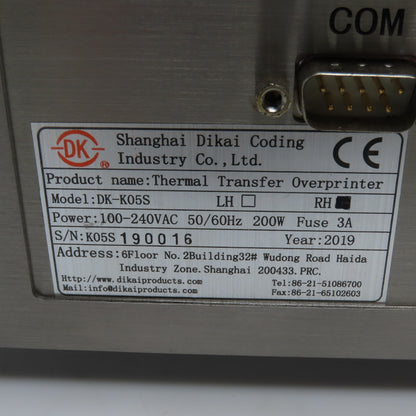 Shanghai Dikai DK-K05S Thermal Transfer Overprinter Controller Parts/Repair