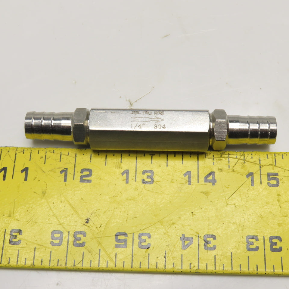 1/4" 304 Stainless Steel Inline Check Valve W/ 12mm ID Hose Barb