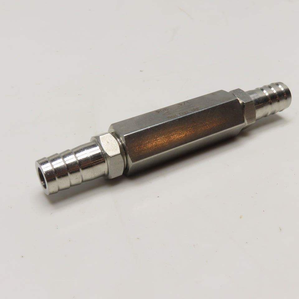 1/4" 304 Stainless Steel Inline Check Valve W/ 12mm ID Hose Barb