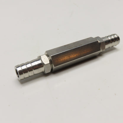 1/4" 304 Stainless Steel Inline Check Valve W/ 12mm ID Hose Barb