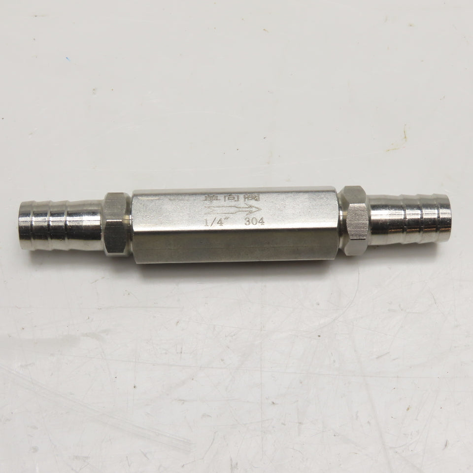 1/4" 304 Stainless Steel Inline Check Valve W/ 12mm ID Hose Barb