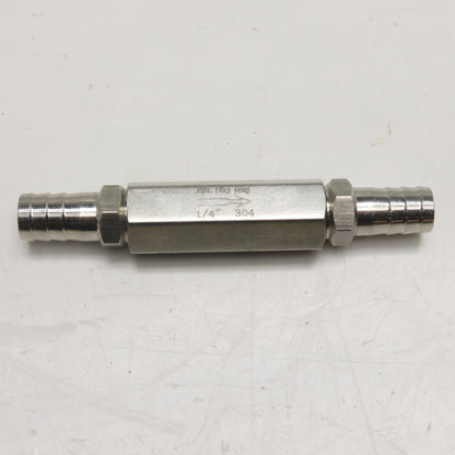 1/4" 304 Stainless Steel Inline Check Valve W/ 12mm ID Hose Barb