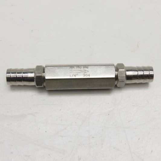 1/4" 304 Stainless Steel Inline Check Valve W/ 12mm ID Hose Barb