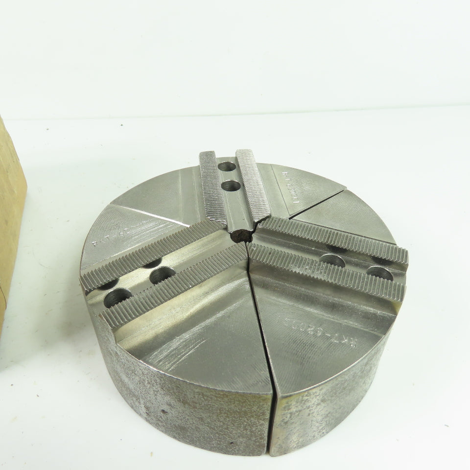 RKT-6200CI Soft Pie Chuck Jaws Cast Iron 1.5mm x 60° Serrations 6" OD Set/3