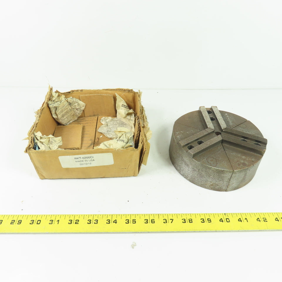 RKT-6200CI Soft Pie Chuck Jaws Cast Iron 1.5mm x 60° Serrations 6" OD Set/3