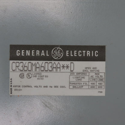 GE CR360MA603AA**D 200A 3-Pole Lighting Contactor 600V 36" x 24" x 12" Enclosure