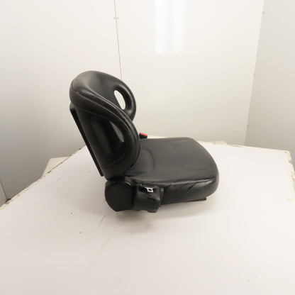 Black Universal Forklift Seat W/ Retractable Seatbelt & Slides, Adjustable Back