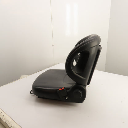 Black Universal Forklift Seat W/ Retractable Seatbelt & Slides, Adjustable Back
