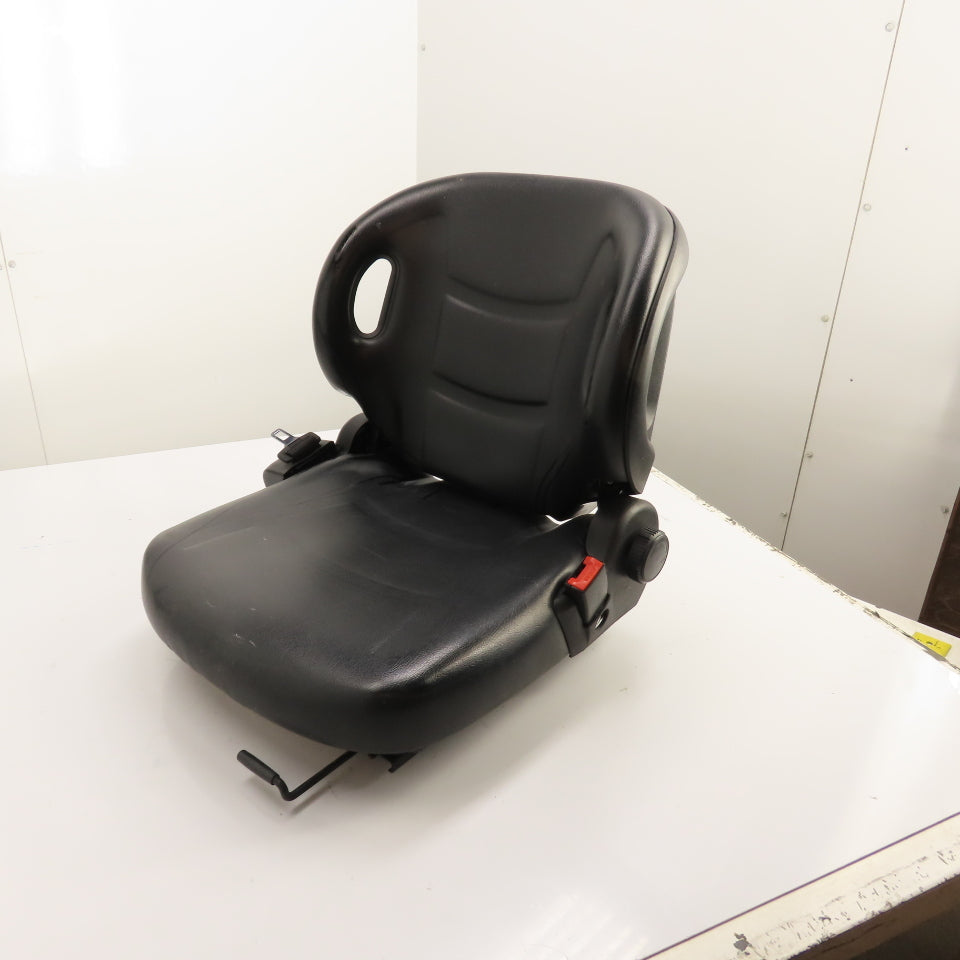 Black Universal Forklift Seat W/ Retractable Seatbelt & Slides, Adjustable Back