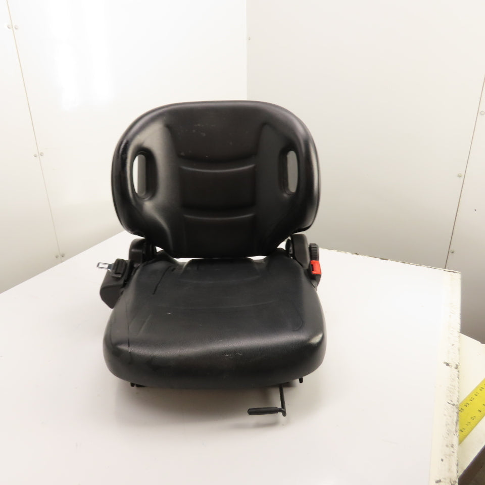 Black Universal Forklift Seat W/ Retractable Seatbelt & Slides, Adjustable Back