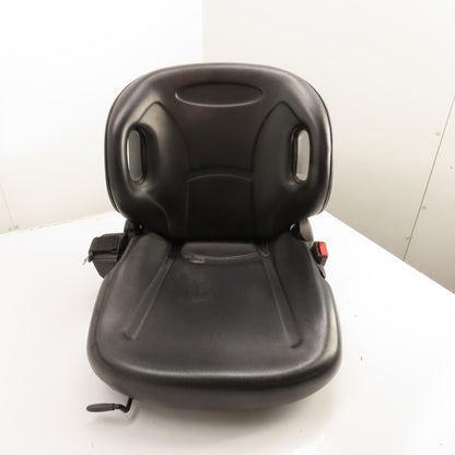 Black Universal Forklift Seat W/ Retractable Seatbelt & Slides, Adjustable Back