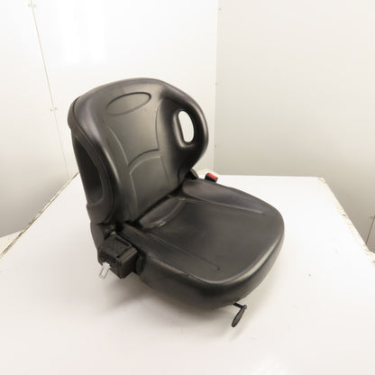 Black Universal Forklift Seat W/ Retractable Seatbelt & Slides, Adjustable Back